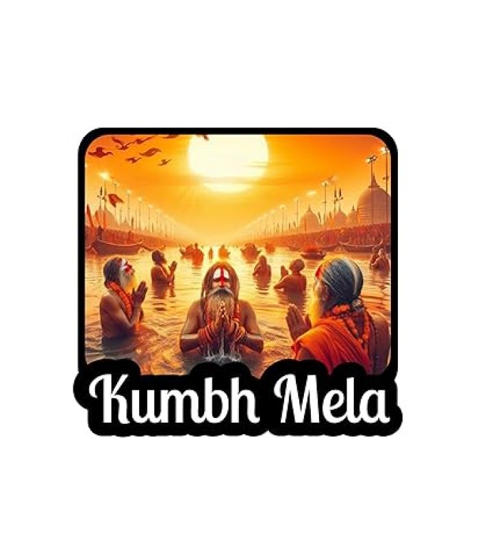 KUMBH Mela Fridge Magnet Indian Culture Theme Souvenir Refrigerator Stylish Wooden Fridge Magnet  Office & Home Decor  Magnet for Almirah (Design 5)