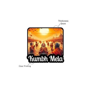 KUMBH Mela Fridge Magnet Indian Culture Theme Souvenir Refrigerator Stylish Wooden Fridge Magnet  Office & Home Decor  Magnet for Almirah (Design 5)
