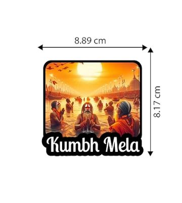 KUMBH Mela Fridge Magnet Indian Culture Theme Souvenir Refrigerator Stylish Wooden Fridge Magnet  Office & Home Decor  Magnet for Almirah (Design 5)