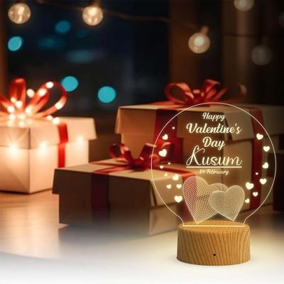 Happy Valentine Day Personalized Name Night Lamp with Warm White Light   Valentine Day Gift for Couple Wife Husband Boyfriend Girlfriend