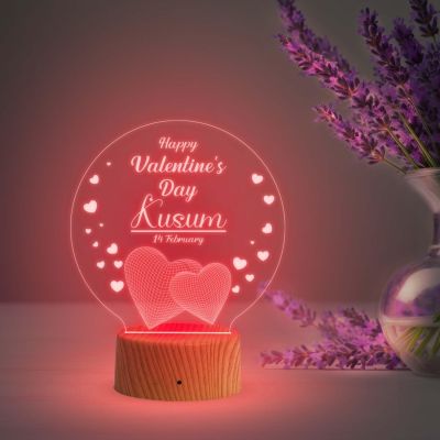 Happy Valentine Day Personalized Name Night Lamp with Automatic Color Changing Light  Valentine Day Gift for Couple Wife Husband Boyfriend Girlfriend