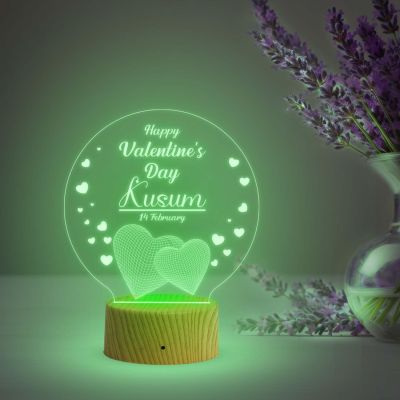 Happy Valentine Day Personalized Name Night Lamp with Automatic Color Changing Light  Valentine Day Gift for Couple Wife Husband Boyfriend Girlfriend