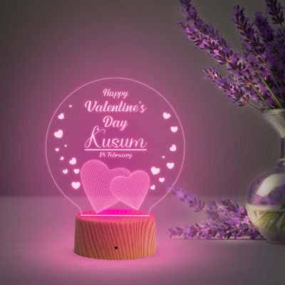 Happy Valentine Day Personalized Name Night Lamp with Automatic Color Changing Light  Valentine Day Gift for Couple Wife Husband Boyfriend Girlfriend