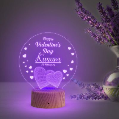 Happy Valentine Day Personalized Name Night Lamp with Automatic Color Changing Light  Valentine Day Gift for Couple Wife Husband Boyfriend Girlfriend
