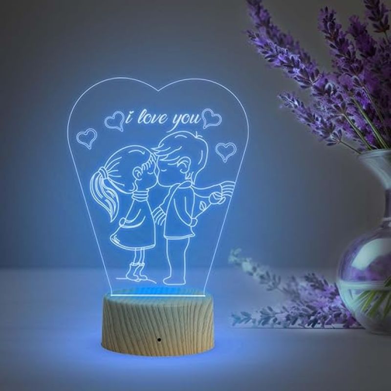3D Illusion I Love You Night Lamp  Gift for Valentine Day  Couple Bedside Desk Table Lamp with Automatic Color Changing Light Gift for Wife