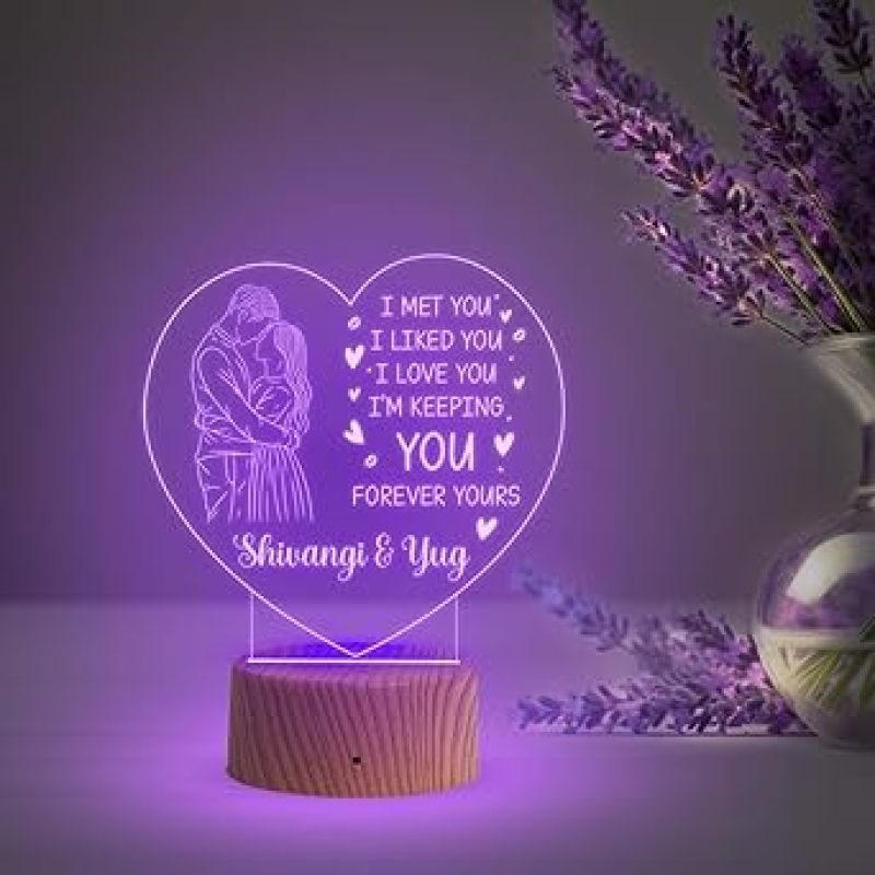 Personalized Heart Led Night Lamp with Automatic Color Changing Light  Customized Couple Name Lamp  Gift for Loveable Person & Valentine Day Gift