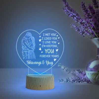 Personalized Heart Led Night Lamp with Automatic Color Changing Light  Customized Couple Name Lamp  Gift for Loveable Person & Valentine Day Gift