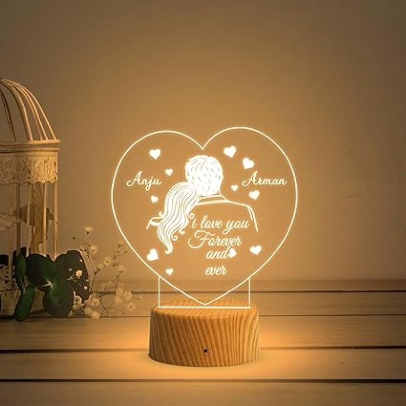 Customized Couple Night Lamp  I Love You Forever and Ever Acrylic Desk Table Light Gift for Valentine Day  Gift for Wife Husband  Couple Name Lamp (Warm White Light