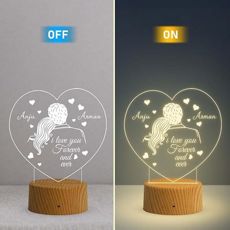 Customized Couple Night Lamp  I Love You Forever and Ever Acrylic Desk Table Light Gift for Valentine Day  Gift for Wife Husband  Couple Name Lamp (Warm White Light