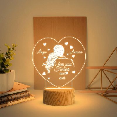 Customized Couple Night Lamp  I Love You Forever and Ever Acrylic Desk Table Light Gift for Valentine Day  Gift for Wife Husband  Couple Name Lamp (Warm White Light