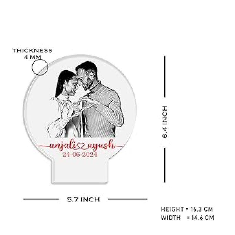 Customized Couple Photo Led Lamp with Warm White Lamp  Newly Married Couple Gift  Anniversary Gift for Wife  Birthday Gift