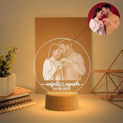 Customized Couple Photo Led Lamp with Warm White Lamp  Newly Married Couple Gift  Anniversary Gift for Wife  Birthday Gift