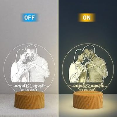 Customized Couple Photo Led Lamp with Warm White Lamp  Newly Married Couple Gift  Anniversary Gift for Wife  Birthday Gift