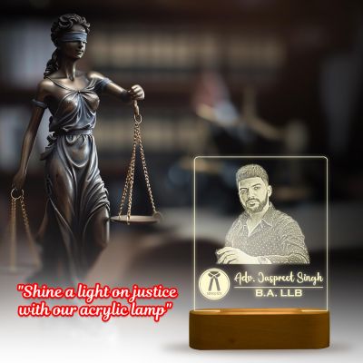 Personalized Advocate Night Lamp Customized with Name & Photo  Warm White Light & Wooden Base  Gift for Advocate & Lawyer  Thankyou Gift for Lawyer (Design 1)