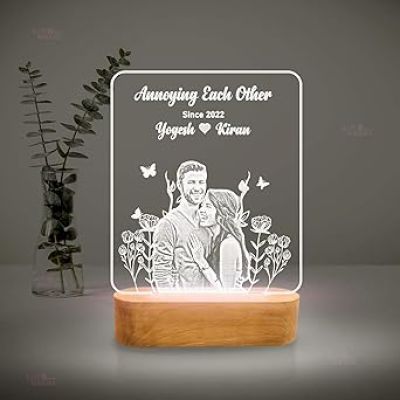 3D Illusion Personalized Photo Lamp with Cool White Light | Gift for Anniversary Birthday | Newly Married Couple Gift | Memorable Gift for Wife Husband