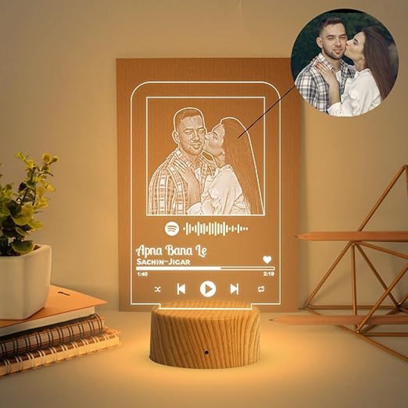 Personalized Spotify Plaque Led Lamp with Scannable Song Code  Gift for Anniversary Birthday Valentine Day  Warm White Lamp