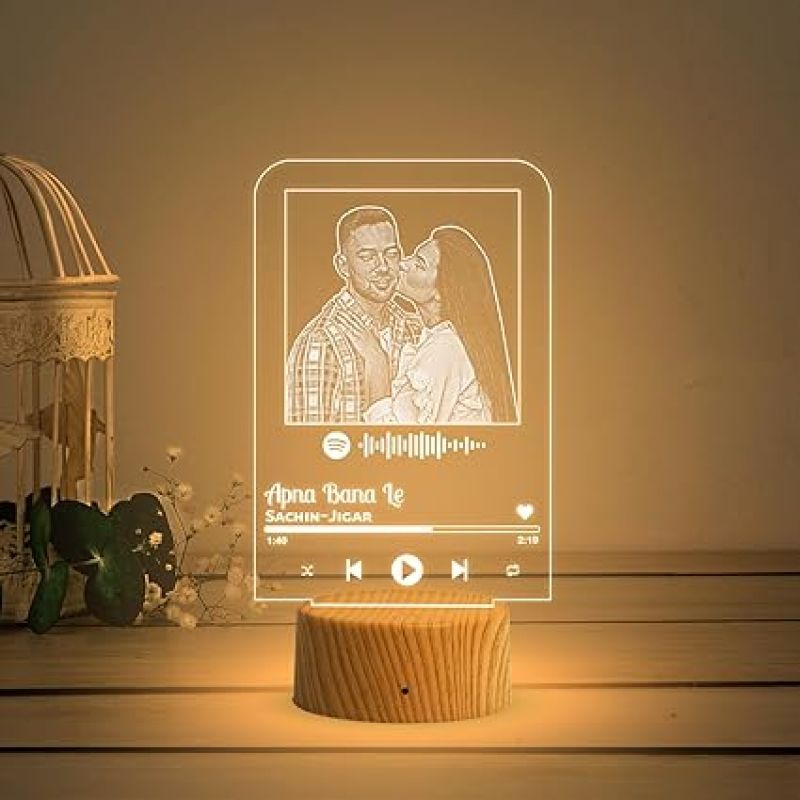 Personalized Spotify Plaque Led Lamp with Scannable Song Code  Gift for Anniversary Birthday Valentine Day  Warm White Lamp