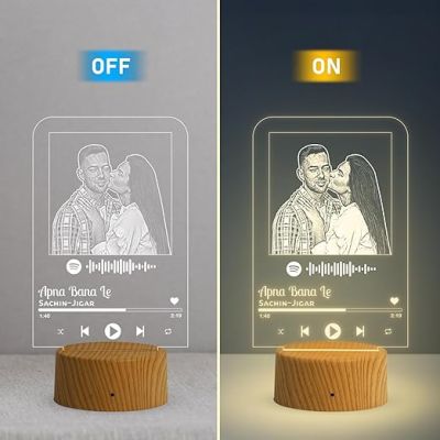 Personalized Spotify Plaque Led Lamp with Scannable Song Code  Gift for Anniversary Birthday Valentine Day  Warm White Lamp