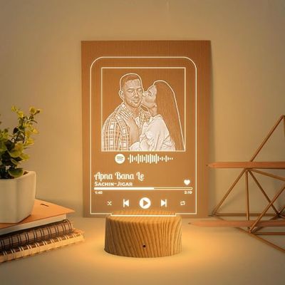 Personalized Spotify Plaque Led Lamp with Scannable Song Code  Gift for Anniversary Birthday Valentine Day  Warm White Lamp