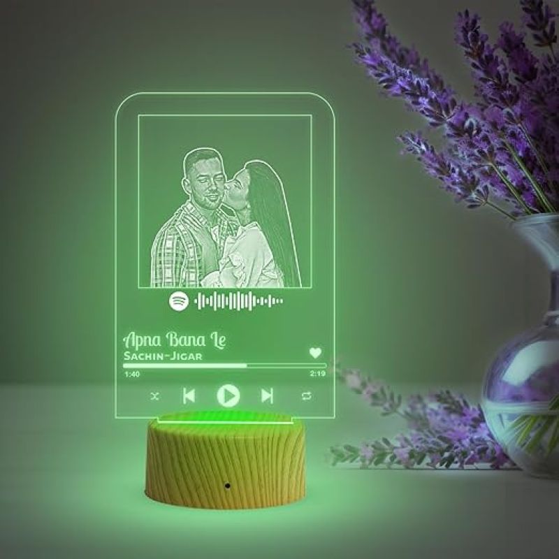 Personalized Spotify Plaque Led Lamp with Scannable Song Code  Gift for Anniversary Birthday Valentine Day  Multicolored Lamp