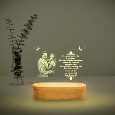 Personalized Couple Photo Frame with Customized Photo, Name and Text  Wedding Anniversary Gift for Couple, Wife, Husband, Parents  Photo Lamp for Couples (Multicolored Light)