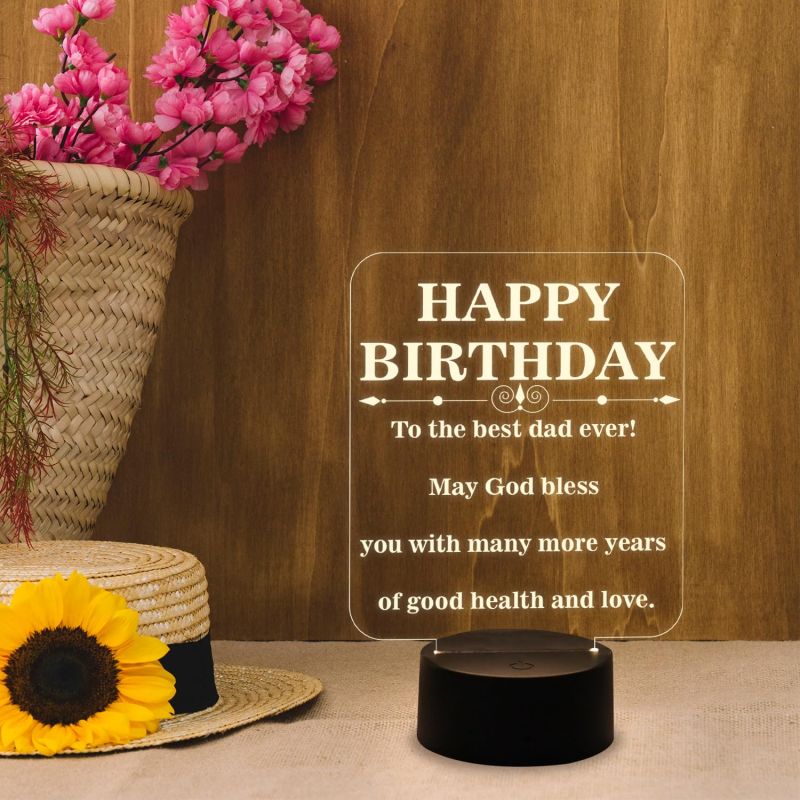 Happy Birthday Gift for Dad  Best Dad Ever Night Lamp  Birthday Gift for Dad  Best Gift for Father  Warm White Light