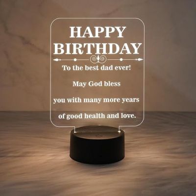 Happy Birthday Gift for Dad  Best Dad Ever Night Lamp  Birthday Gift for Dad  Best Gift for Father  Warm White Light