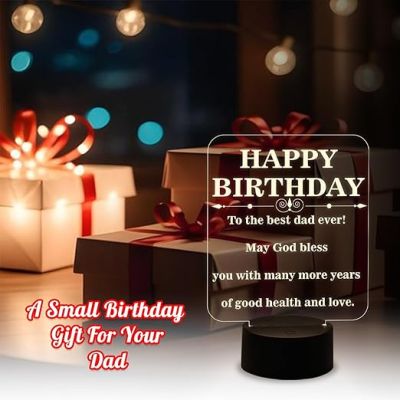 Happy Birthday Gift for Dad  Best Dad Ever Night Lamp  Birthday Gift for Dad  Best Gift for Father  Warm White Light