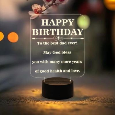 Happy Birthday Gift for Dad  Best Dad Ever Night Lamp  Birthday Gift for Dad  Best Gift for Father  Warm White Light