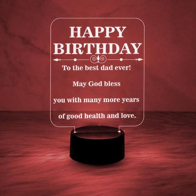 Happy Birthday Gift for Dad  Best Dad Ever Night Lamp  Birthday Gift for Dad  Best Gift for Father  7 Color Changing Light