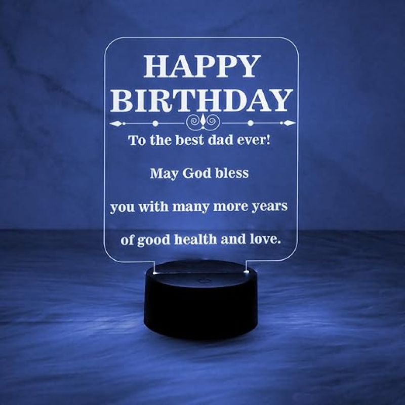 Happy Birthday Gift for Dad  Best Dad Ever Night Lamp  Birthday Gift for Dad  Best Gift for Father  7 Color Changing Light