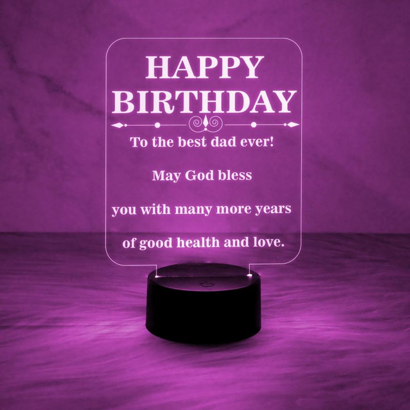 Happy Birthday Gift for Dad  Best Dad Ever Night Lamp  Birthday Gift for Dad  Best Gift for Father  7 Color Changing Light
