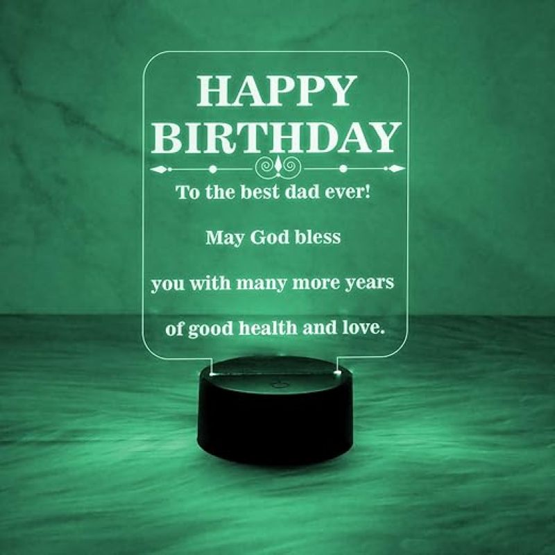 Happy Birthday Gift for Dad  Best Dad Ever Night Lamp  Birthday Gift for Dad  Best Gift for Father  7 Color Changing Light