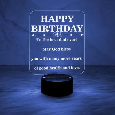 Happy Birthday Gift for Dad  Best Dad Ever Night Lamp  Birthday Gift for Dad  Best Gift for Father  7 Color Changing Light