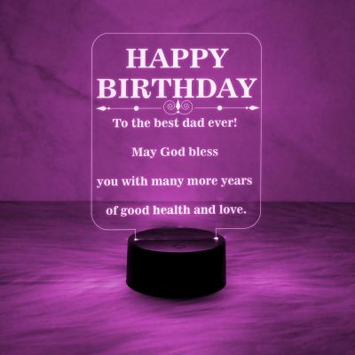 Happy Birthday Gift for Dad  Best Dad Ever Night Lamp  Birthday Gift for Dad  Best Gift for Father  7 Color Changing Light