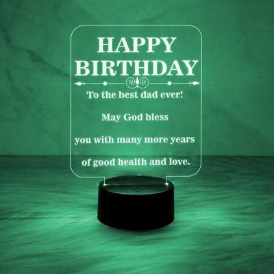 Happy Birthday Gift for Dad  Best Dad Ever Night Lamp  Birthday Gift for Dad  Best Gift for Father  7 Color Changing Light