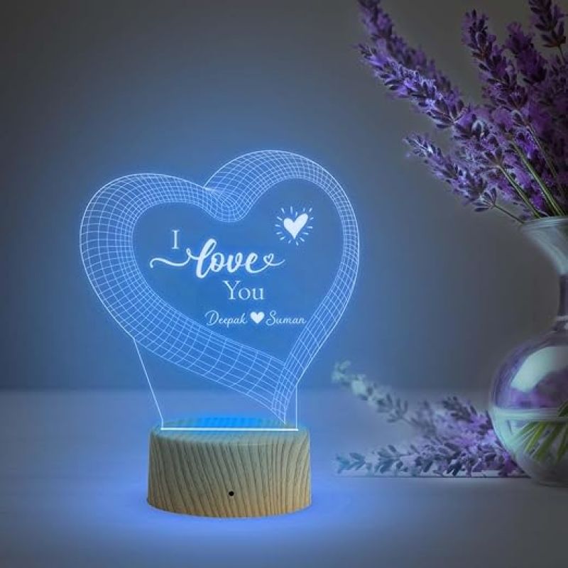 Personalized Name Couple Night Lamp  I Love You Led Desk Table Lamp with Automatic Color Changing Light  Gift for Anniversary Birthday Valentine Day