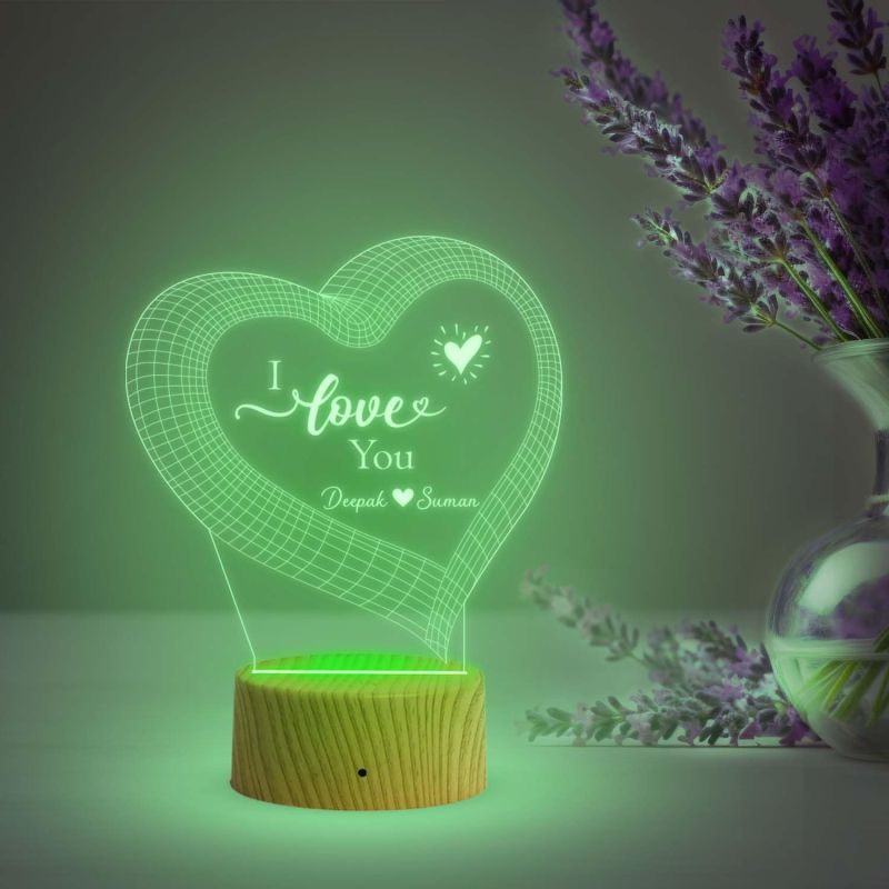 Personalized Name Couple Night Lamp  I Love You Led Desk Table Lamp with Automatic Color Changing Light  Gift for Anniversary Birthday Valentine Day