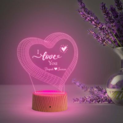 Personalized Name Couple Night Lamp  I Love You Led Desk Table Lamp with Automatic Color Changing Light  Gift for Anniversary Birthday Valentine Day