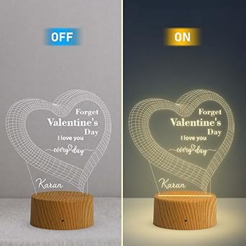 Personalized Forget Valentine Day I Love You Every Day Night Lamp with Warm White Light  Customized with Name  Gift for Valentine Day