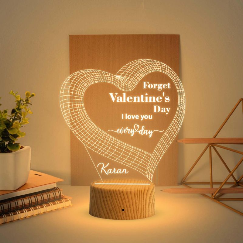 Personalized Forget Valentine Day I Love You Every Day Night Lamp with Warm White Light  Customized with Name  Gift for Valentine Day