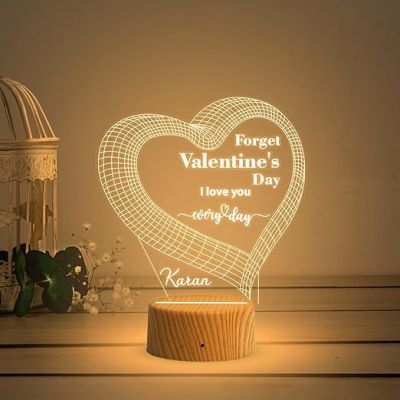 Personalized Forget Valentine Day I Love You Every Day Night Lamp with Warm White Light  Customized with Name  Gift for Valentine Day