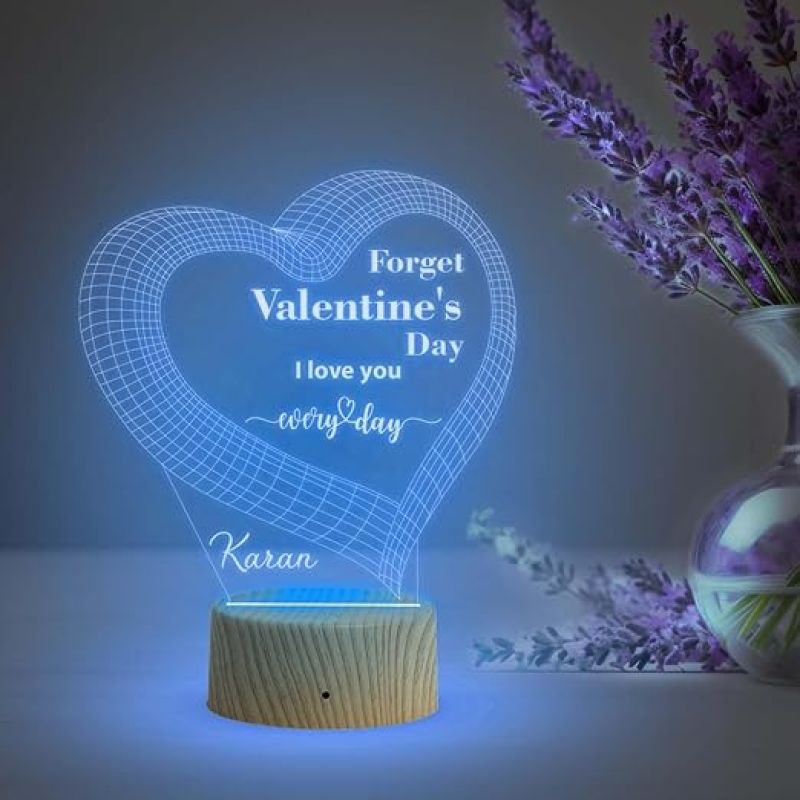 Personalized Forget Valentine Day I Love You Every Day Night Lamp with Automatic Color Changing Light  Customized with Name  Gift for Valentine Day