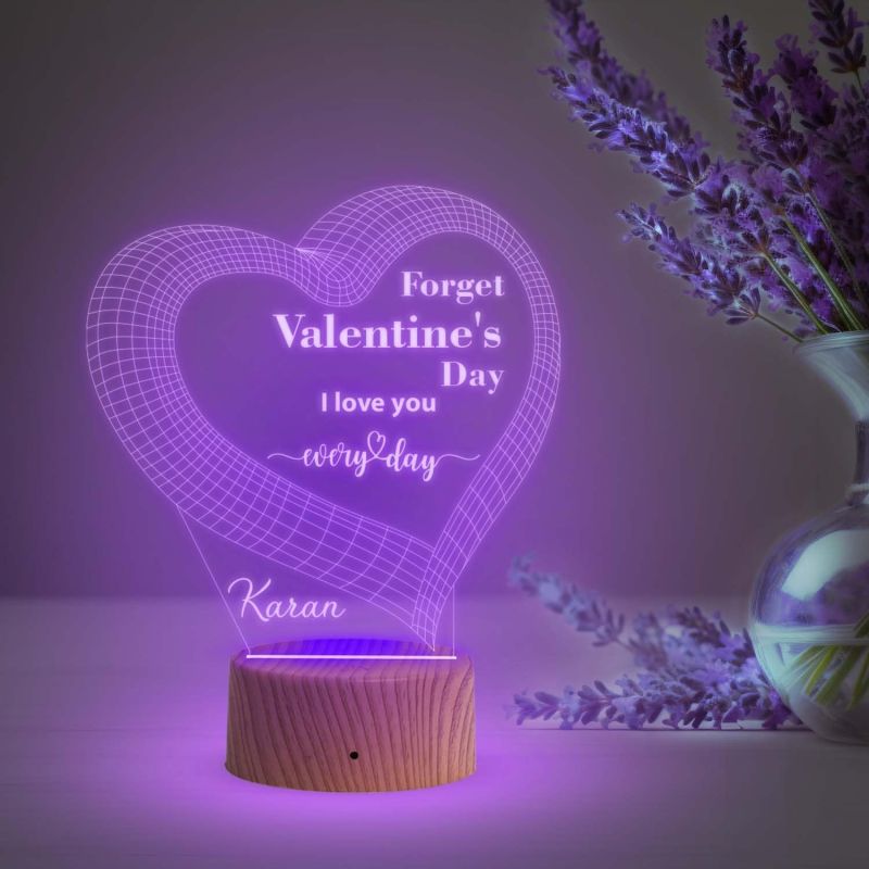 Personalized Forget Valentine Day I Love You Every Day Night Lamp with Automatic Color Changing Light  Customized with Name  Gift for Valentine Day