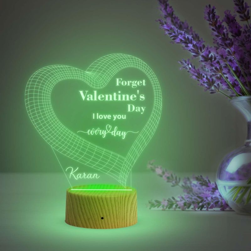 Personalized Forget Valentine Day I Love You Every Day Night Lamp with Automatic Color Changing Light  Customized with Name  Gift for Valentine Day