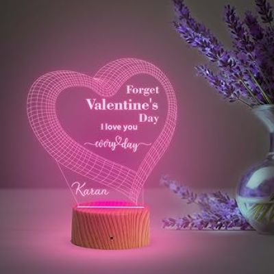 Personalized Forget Valentine Day I Love You Every Day Night Lamp with Automatic Color Changing Light  Customized with Name  Gift for Valentine Day