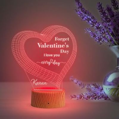 Personalized Forget Valentine Day I Love You Every Day Night Lamp with Automatic Color Changing Light  Customized with Name  Gift for Valentine Day