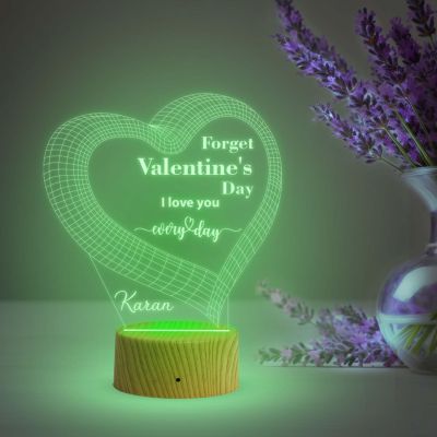 Personalized Forget Valentine Day I Love You Every Day Night Lamp with Automatic Color Changing Light  Customized with Name  Gift for Valentine Day