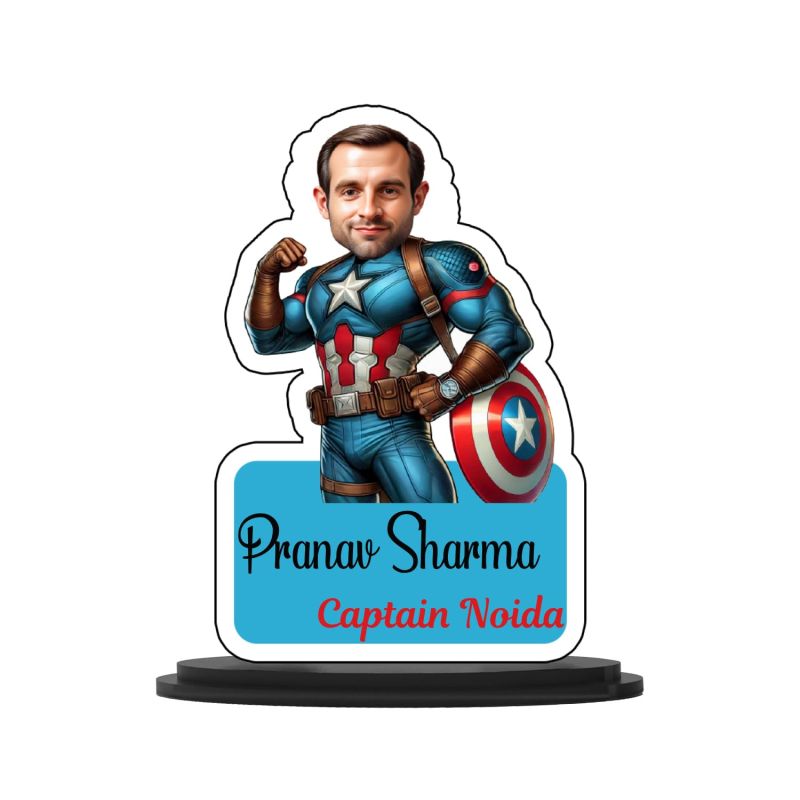 Personalized Captain America Caricature Customized Gift With Photo & Name  Gift for Friends & Family  Gift For Avengers Lover