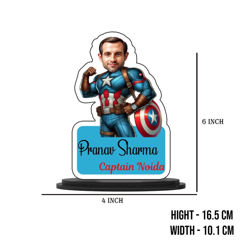 Personalized Captain America Caricature Customized Gift With Photo & Name  Gift for Friends & Family  Gift For Avengers Lover